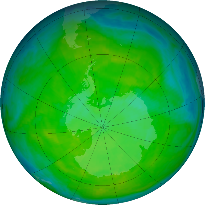 Antarctic ozone map for 16 December 1987